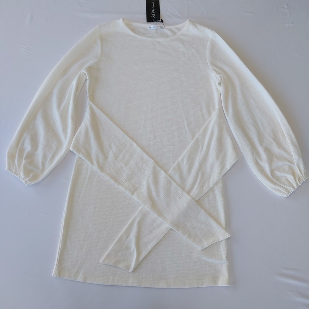 R Vivimos Womens Wrap Dress Sz 8/10 Ivory Long Bell‎ Sleeves